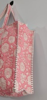 Yoga Shopping plage artiste Boho week-end sac matelassé fourre-tout épaule Patch sac coton imprimé à la main Floral écologique durable ba