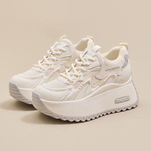 Zapatillas Deportivas Transpirables de Suela Gruesa para Mujer, con Tacón Integrado, Blancas, Versátiles y Modernas - Product Image 5