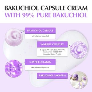 Crema Reafirmante con Bakuchiol y Resveratrol, Alternativa al Retinol, Hidratante para el Cuidado de los Poros, 5 Tipos de Colágeno y Ceramida - Product Image 2