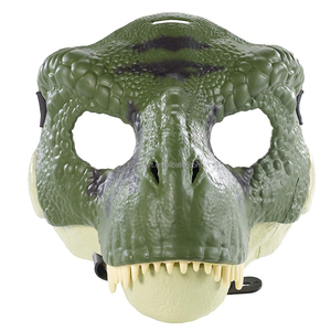 Fábrica al por mayor máscara de látex de media cara hecha a mano boca de dinosaurio verde para adultos para fiestas y festivales figura de acción divertida - Product Image 1