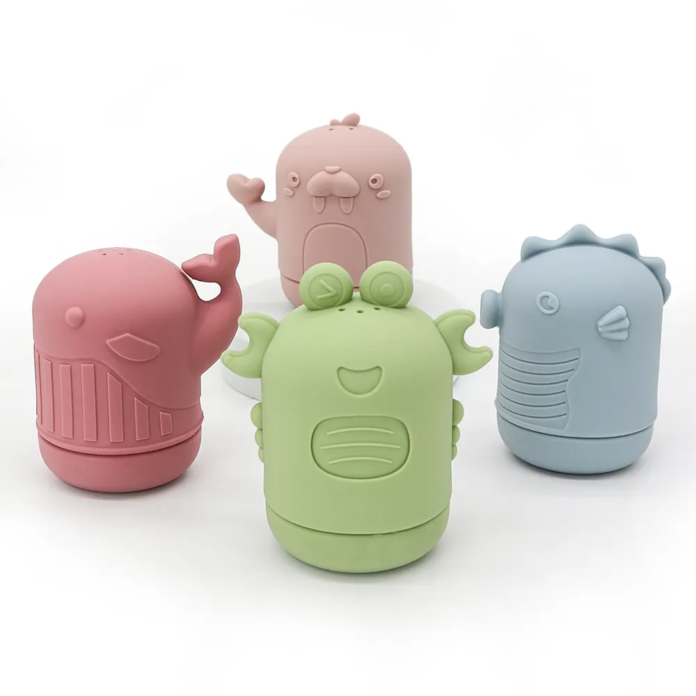 निर्माता इको फ्रेंडली टॉडलर पशु बेबी स्नान टब सिलिकॉन स्नान खिलौने