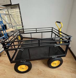 Chariot de jardin en acier personnalisable d'une capacité de 500kg avec plate-forme grillagée et roues à quatre roues OEM pour chariots à main et chariots - Product Image 4