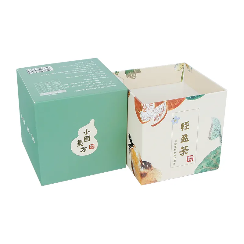 Personalize Cardboard Wholesale Luxury Tea Display Box Green Square Gift Packing Box Custom Tea Bakerwinodw Box