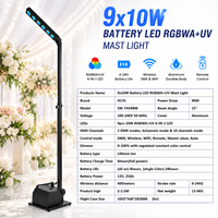 Projecteur PAR LED professionnel 9x10W RGBWA UV sans fil, alimenté par batterie, DMX, portable pour la production d'événements
