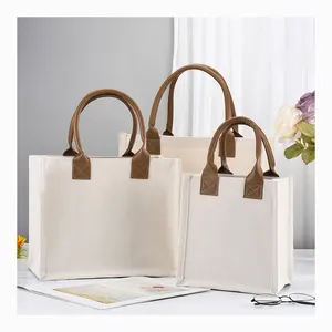 Customizable canvas bags custom logo and pu handle Shopping Bags for Your Business or Event mini canvas boat tote bags