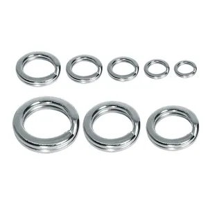 Anneaux de pêche robustes et plats pour eau salée, connecteurs de leurres, mousquetons en acier inoxydable, anneaux brisés de pêche - Product Image 1