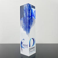 Nouveaux prix personnalisés de plaque de trophée Rectangle en cristal de résine bleu orange rouge