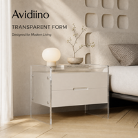 Mesita de Noche Moderna y Duradera de Madera con Dos Cajones y Marco Transparente para Almacenamiento en Dormitorios de Hoteles y Apartamentos
