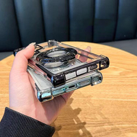 Étui de téléphone transparent avec support magnétique en polycarbonate rigide antichoc pour Samsung Galaxy S26 S25 Ultra Plus A17