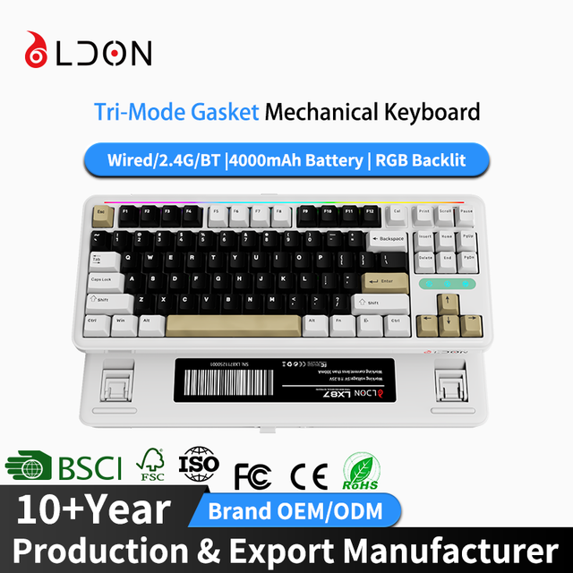 New LX87 75% Compact USB Type-C Mechanical Keyboard with Triple Mode RGB Backlit Hot-Swap PBT Keycaps Aluminum Alloy Frame