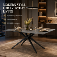 Ensemble de table à manger moderne en céramique noire ovale pliable avec pieds en métal, résistant aux traces de doigts, 8 places, style nordique/industriel, hôtel