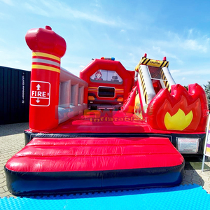 Aufblasbare feuerwehr-hupfburg <b>inflatable</b> fire brigade bouncy castle with slide combo bouncer kids party bounce house - Product Image 1