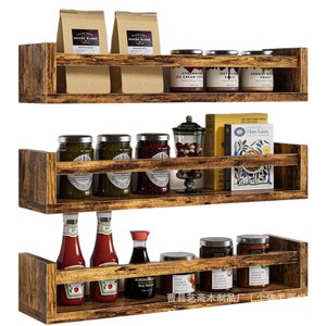 <b>Wall</b> <b>Mounted</b> Wooden Spice Rack 3 Tier Large Capacity Kitchen Storage <b>Shelf</b> For Condiments And Pantry Items - Product Image 1