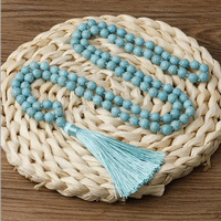 Chapelet de prière musulman bohème fait main de haute qualité, 108 perles en pierre turquoise, Tasbih, compteur, bijou, cadeau