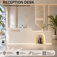 Comptoir d'accueil au design minimaliste moderne, adapté aux magasins de détail et aux studios, avec services de conception personnalisés