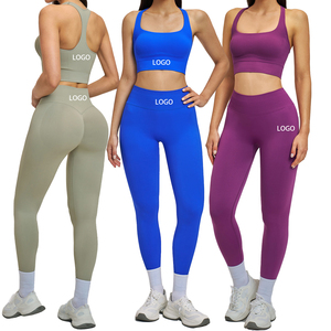 Conjunto de Yoga sin Costuras para <span class=keywords><strong>Mujer</strong></span>, Traje Deportivo <span class=keywords><strong>Azul</strong></span> Klein, Sujetador Deportivo, Leggings de Cintura Alta, Conjunto de 2 Piezas para Entrenamiento, Ropa Deportiva para Verano - Product Image 1