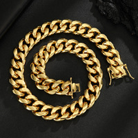 Collar de Cadena Cubana de Acero Inoxidable para Hombre, Color Dorado, Joyería Hip Hop de Miami, Collar Masculino, Accesorios de Moda