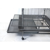 Cages à oiseaux moyennes avec façade en verre, en fer thermolaqué écologique, motif animalier, 100x80x186cm, emballage en boîte, noir et argent, 25 lb