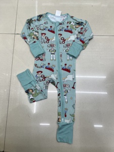 Combinaison de bébé en bambou tricoté TZ, pyjama pour enfants, une pièce, fermeture éclair bidirectionnelle, barboteuse unisexe - Product Image 3