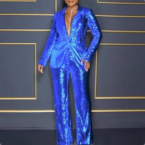 V-neck Sequins Long Sleeve Suit Loose Women's 2 Piece <b>Set</b> Fashion - Product Image 1