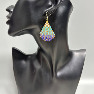 Pendientes AHAYA Hechos a Mano para Mujer Estilo Boho con Cuentas Miyuki, <span class=keywords><strong>Grandes</strong></span> <span class=keywords><strong>Abalorios</strong></span> de Declaración en Forma de Diamante, Estilo Religioso de Moda, Hipoalergénicos - Product Image 3