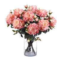 Lukisan Minyak Bunga Peony Sutra Tiruan Gaya Retro dengan Pinggiran Terbakar, Bernuansa Mewah, Romantis, Berkualitas Tinggi untuk Pernikahan dan Dekorasi Luar Ruangan