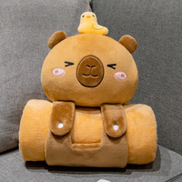 HY2 2 en 1 en peluche Capybara poupée oreiller couverture enfants couverture chaude pour bureau pliant Capybara oreiller couverture