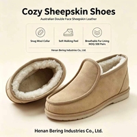 Chaussures à enfiler en cuir de mouton chaudes et confortables, doublées de fourrure, en peau de mouton australienne double face, pour usage quotidien