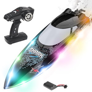 Perahu RC Bercahaya Kecepatan Tinggi 2.4GHz dengan Kecepatan Maksimum 30Km/jam, 5 Mode Pencahayaan, <span class=keywords><strong>Reboot</strong></span> Otomatis dan Demo untuk Kesenangan Balap di Kolam Renang - Product Image 4