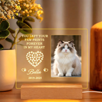 Lampe de nuit LED 3D commémorative pour animaux de compagnie avec base en bois, abat-jour moderne, option DIY, motifs d'animaux imprimés UV, cadeau de souvenir pour les amoureux des animaux