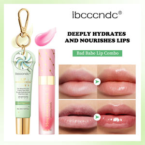 Bad <strong>Babe</strong> Lip Combo Frosted Peppermint and Clear Lip Gloss with a Keychain Long Lasting Moisturizing Hydration Plumper Set - Product Image 2