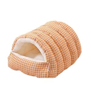 Cama para Mascotas Personalizada OEM, Cerrada, Desmontable, Lavable, Universal, Nido para Mascotas, Cuatro Estaciones, Cálida, de Algodón a Cuadros, para Gatos y Perros, Uso en Interiores - Product Image 2