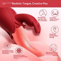 Masturbateur réaliste vibrant pour femmes adultes avec fonction de léchage, de succion et de serrage, baguette vibrante réaliste