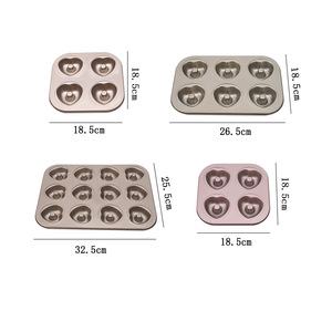 Gold Colored Carbon Steel Heart Shaped Donut Mold 4 6 12 Cavity Baking Tray Oven <b>Safe</b> Non Stick Home Pastry <b>Tool</b> - Product Image 1