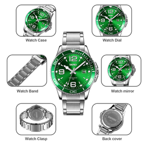 Montre chronographe ronde pour homme, montre-bracelet de luxe en acier inoxydable, montre à quartz étanche 30M - Product Image 3