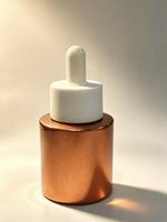 Flacon compte-gouttes en verre à base épaisse de 30 ml, cylindre court, avec compte-gouttes blanc, pour emballage de sérum cosmétique et d'huile essentielle