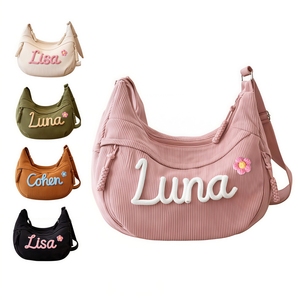 Bolso bandolera personalizado con nombre bordado, bolso de hombro de pana <span class=keywords><strong>para</strong></span> mujer, correa ajustable, regalo <span class=keywords><strong>para</strong></span> mamá, novia - Product Image 1