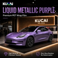 Film adhésif pour voiture KUCAI Pet Vinyl Wrap Liquid Metal violet, vinyle autocollant lavande