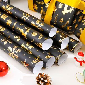 New Vintage <b>Black</b> <b>Gold</b> Snowflake Christmas Tree Design Hot Cross-Border Stamping Wax <b>Wrapping</b> <b>Paper</b> Packaging <b>Paper</b> Wholesale - Product Image 3