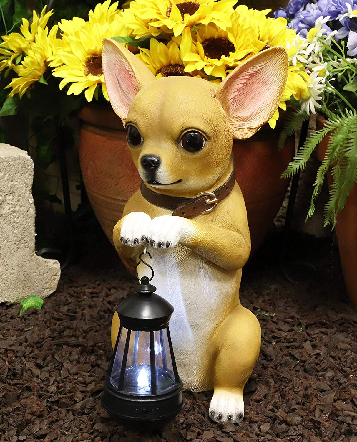 Garden Ornament Solar Powered Animal Puppy Dog Lamp Decor Patio Garden Ornament Solar Powered Animal Puppy Dog Lamp Decor Patio