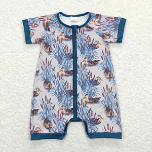 Ropa de verano para bebés recién nacidos, pelele de seda con estampado de caza, manga corta, mono con cremallera para niños. - Product Image 6