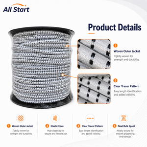 Corde Élastique de Qualité Supérieure 5mm, Cordon Élastique de Fabrication Industrielle 3/16*150Ft, Polyester Robuste à 260% d'Élongation - Product Image 3