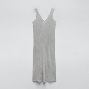 Vente en gros OEM, mode estivale, logo personnalisé, robe maxi décontractée sans manches en tricot pour femmes - Product Image 4