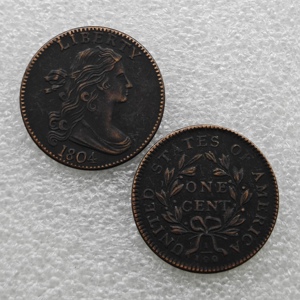Pièces de monnaie commémoratives de style antique des États-Unis de 1796 à 1807, 1 cent « Buste drapé », cadeaux, décoration de la maison - Product Image 5