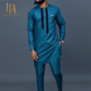 Articles vendus en gros : Ensemble décontracté 2 pièces pour <span class=keywords><strong>homme</strong></span>, style ethnique africain, <span class=keywords><strong>chemise</strong></span> à manches longues et pantalon, idéal pour l'été – Vêtements élégants - Product Image 5