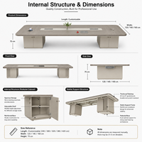 Table de conférence moderne en bois avec gestion des câbles, base en piédestal crème, mobilier de bureau écologique pour salles de réunion