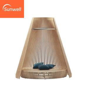 Tumbona redonda de lujo moderna para piscina con dosel, muebles nuevos para <span class=keywords><strong>Hotel</strong></span>, jardín, Patio, Salón al aire libre, tumbona de madera de ratán del fabricante - Product Image 2