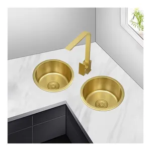 Modern Gold Stainless Steel Round Kitchen Sink