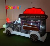 Train gonflable de vacances de décor de train gonflable d'halloween extérieur éclairé pour l'ornement d'halloween de cour pour la pelouse