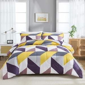 Ensemble de couettes 3 pièces à motif géométrique gris turquoise de style occidental en duvet toutes saisons - Product Image 1